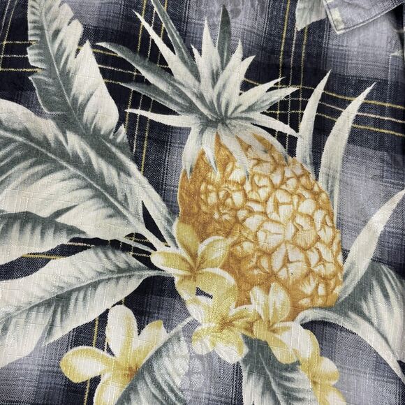Tommy Bahama Shirt Mens XL Black Silk Hawaiian Pineapple Camp Aloha Short Sleeve - Picture 7 of 16